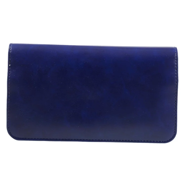 Leather Pouch with Shoulder Strap  for iPhone 7 Plus/Sony Xperia XA Ultra Etc - Dark Blue