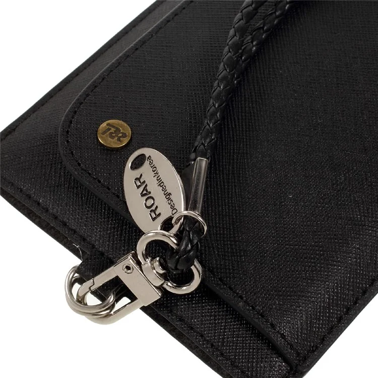ROAR Touch Screen Card Holder Universal Case for iPhone 7 Plus/7 with Woven Strap - Black