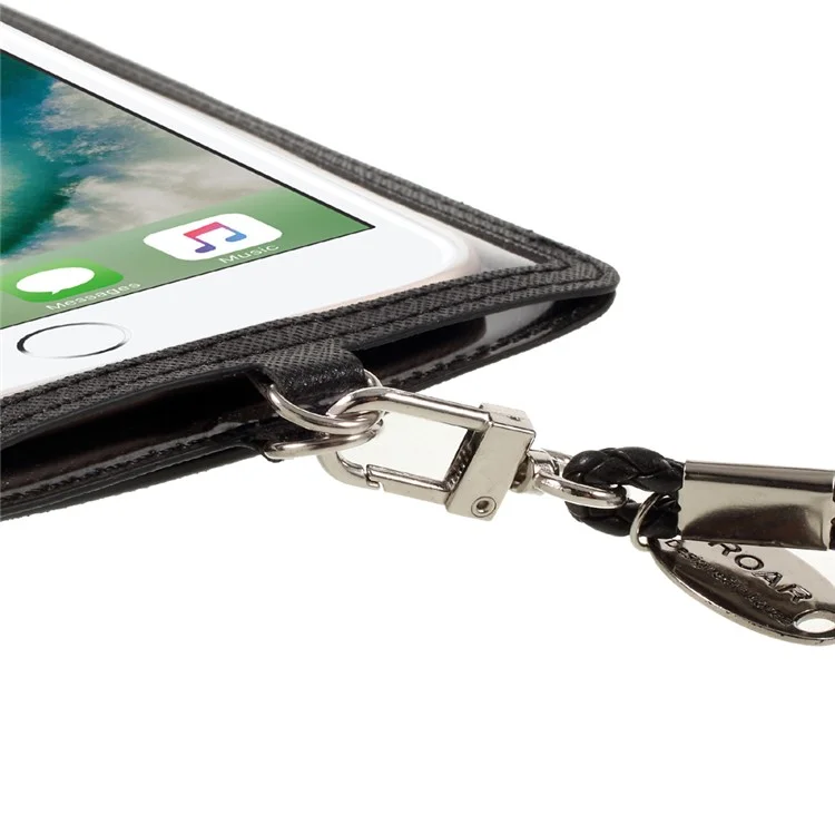 ROAR Touch Screen Card Holder Universal Case for iPhone 7 Plus/7 with Woven Strap - Black