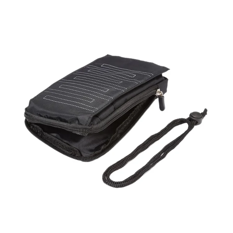 6.4 Inch 3 Pockets Multi-function Casual Pouch Bag with Carabiner for Samsung Galaxy Note 8 / iPhone 7 Plus / 7 - Black