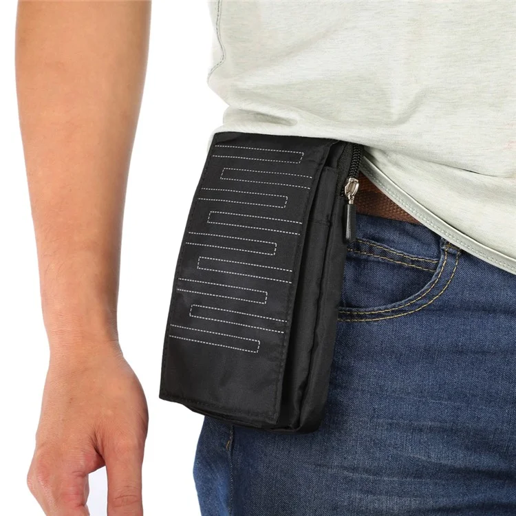 6.4 Inch 3 Pockets Multi-function Casual Pouch Bag with Carabiner for Samsung Galaxy Note 8 / iPhone 7 Plus / 7 - Black