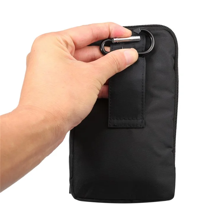 6.4 Inch 3 Pockets Multi-function Casual Pouch Bag with Carabiner for Samsung Galaxy Note 8 / iPhone 7 Plus / 7 - Black