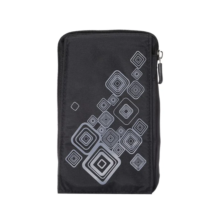 Patterned 6.4-inch 3 Pockets Splash-proof Canvas Pouch Bag for Samsung Galaxy Note 8, Keys, Earphones Etc - Black