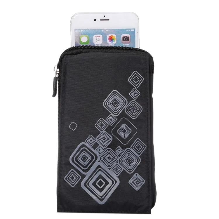 Patterned 6.4-inch 3 Pockets Splash-proof Canvas Pouch Bag for Samsung Galaxy Note 8, Keys, Earphones Etc - Black
