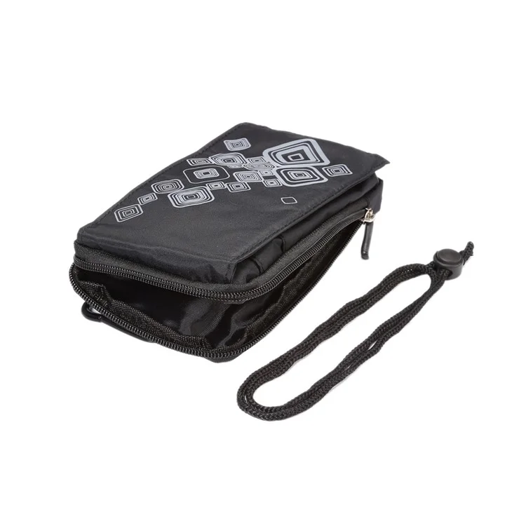 Patterned 6.4-inch 3 Pockets Splash-proof Canvas Pouch Bag for Samsung Galaxy Note 8, Keys, Earphones Etc - Black