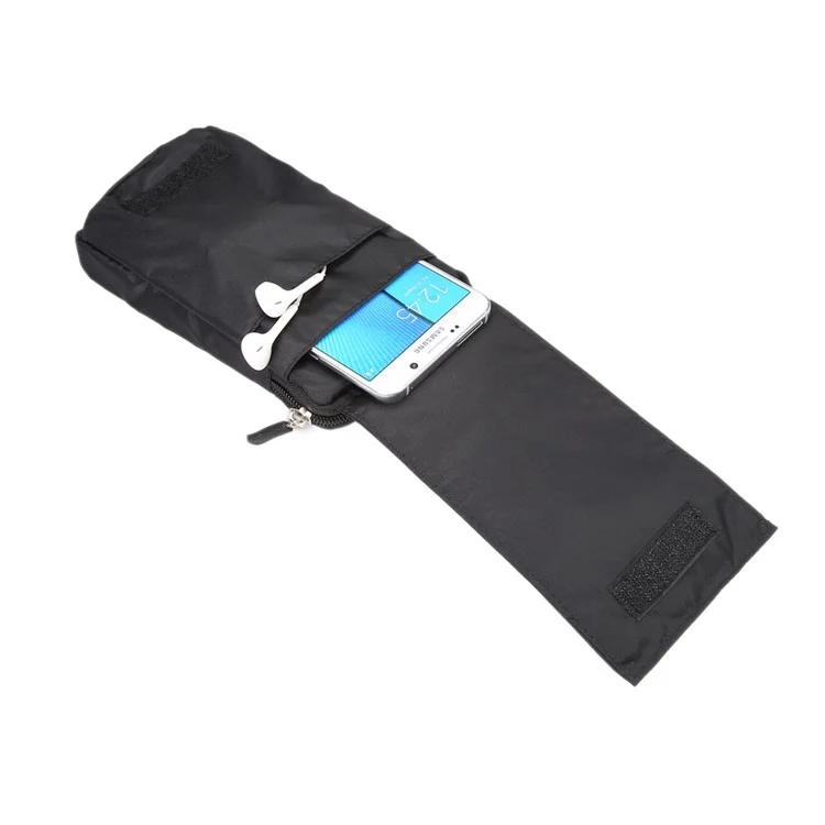 Patterned 6.4-inch 3 Pockets Splash-proof Canvas Pouch Bag for Samsung Galaxy Note 8, Keys, Earphones Etc - Black