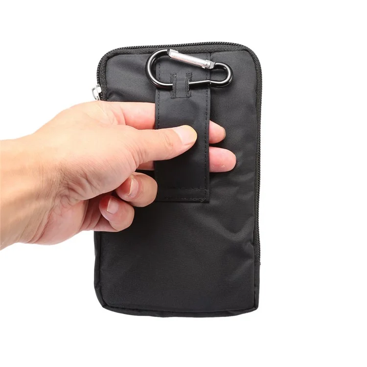 Patterned 6.4-inch 3 Pockets Splash-proof Canvas Pouch Bag for Samsung Galaxy Note 8, Keys, Earphones Etc - Black