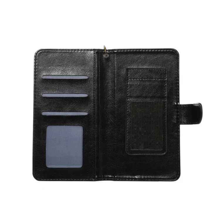 A1 Universal Leather Wallet Phone Case for Samsung Galaxy S9+/S8+/Note 8 with Lanyard - Black