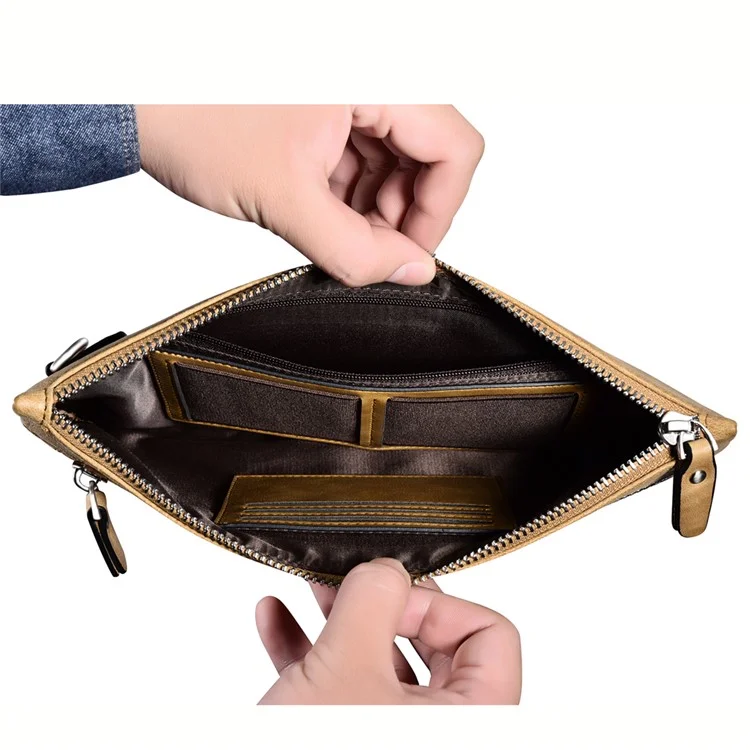 ICARER Genuine Leather Zipper Sleeve Pouch Case for iPad Mini 4 Etc