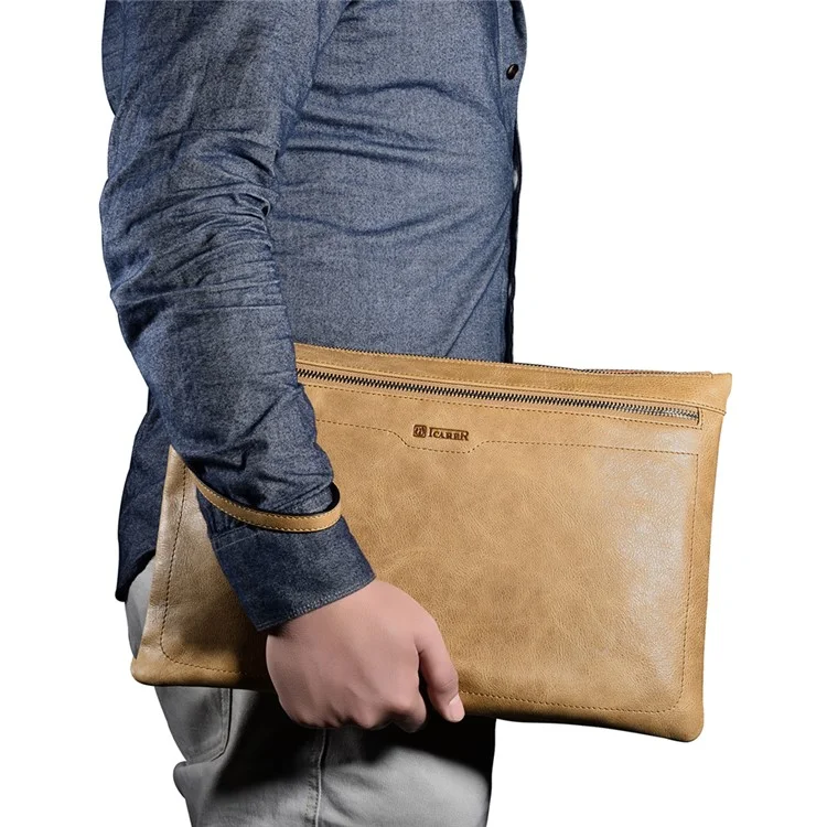ICARER Genuine Leather Zipper Sleeve Pouch Case for iPad Mini 4 Etc