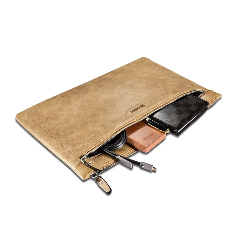 ICARER Genuine Leather Zipper Sleeve Pouch Case for iPad Mini 4 Etc