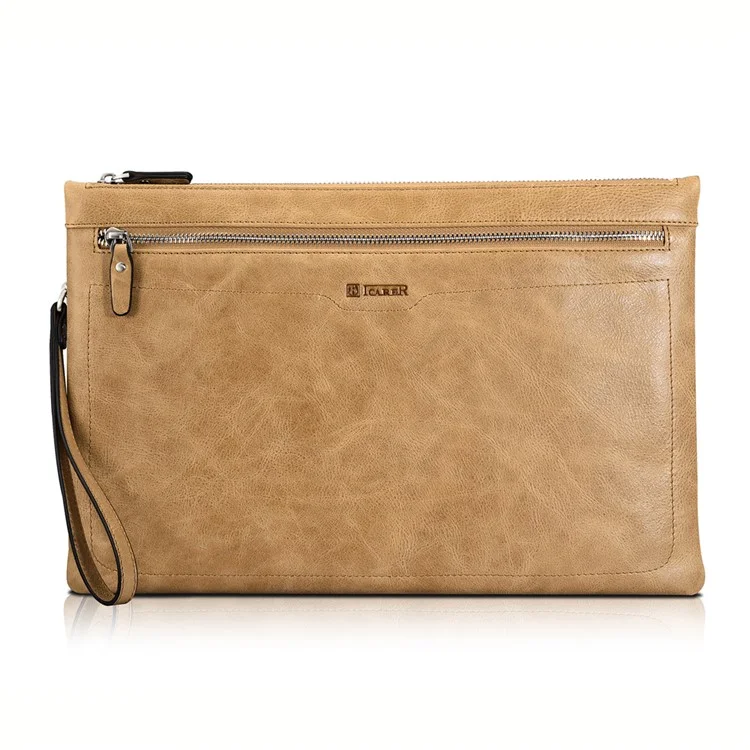 ICARER Genuine Leather Zipper Sleeve Pouch Case for iPad Mini 4 Etc