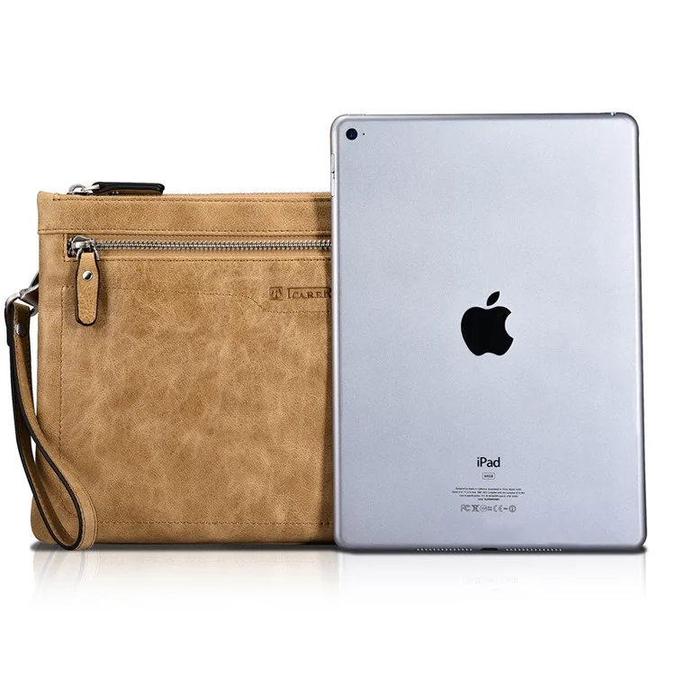 ICARER Genuine Leather Zipper Sleeve Pouch Case for iPad Mini 4 Etc
