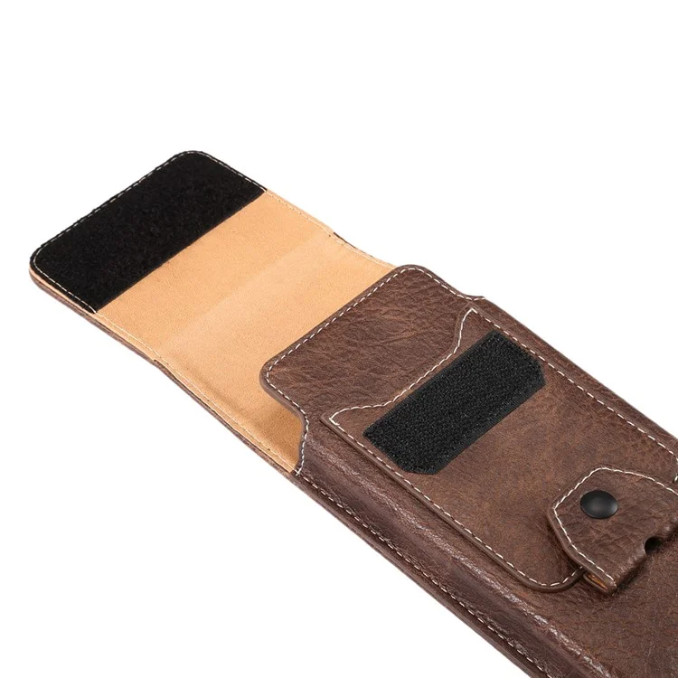 Elephant Texture Universal Vertical Leather Holster Case with Card Slot and Carabiner, Inner Size: 17x8x1cm - Coffee