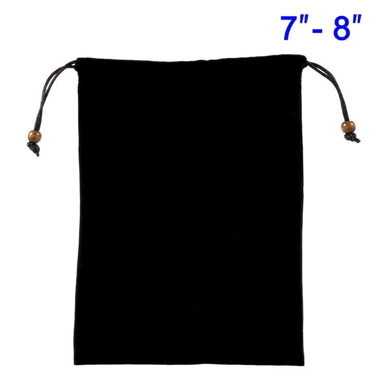 Universal Cotton Flannel Pouch Bag with Drawstring for 7-8 inch Phones and Tablets, Size: 22x16cm - Black