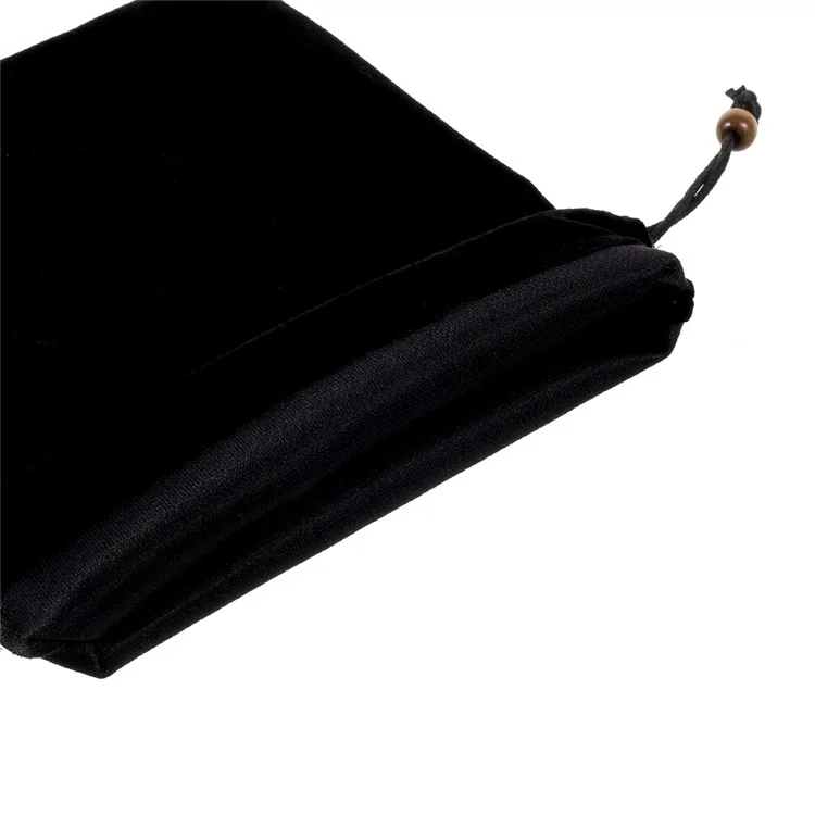 Universal Cotton Flannel Pouch Bag with Drawstring for 7-8 inch Phones and Tablets, Size: 22x16cm - Black