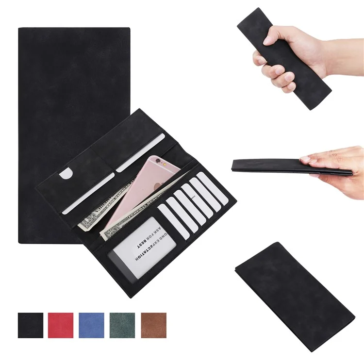 Universal PU Leather Pouch Wallet Case for iPhone 8 Plus/7 Plus, Huawei P10 Plus, Inner Size: 18.5 x 8cm - Black