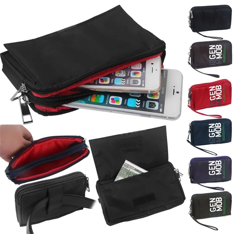 Universal Cloth Pouch Bag with Handy Strap for iPhone 6s Plus/Samsung Galaxy S7 edge etc, Size: 15.5 x 9 x 1cm - Black