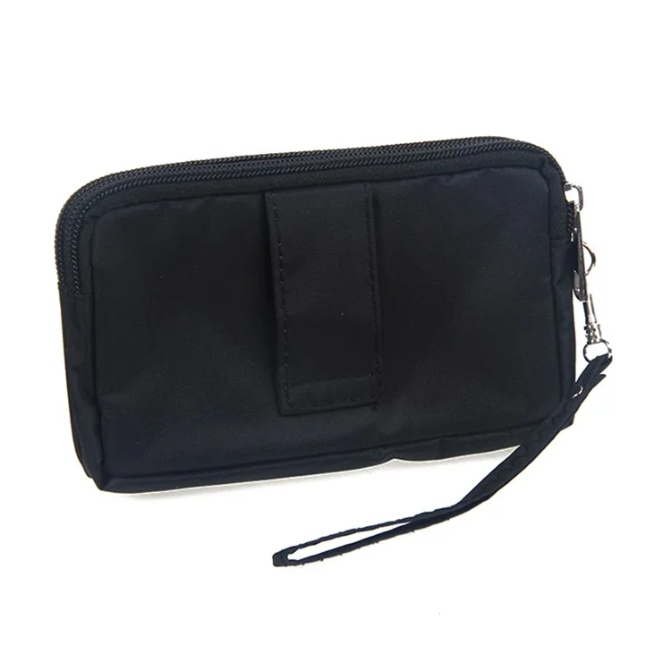 Universal Cloth Pouch Bag with Handy Strap for iPhone 6s Plus/Samsung Galaxy S7 edge etc, Size: 15.5 x 9 x 1cm - Black