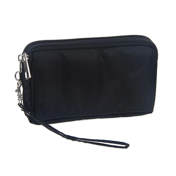Universal Cloth Pouch Bag with Handy Strap for iPhone 6s Plus/Samsung Galaxy S7 edge etc, Size: 15.5 x 9 x 1cm - Black