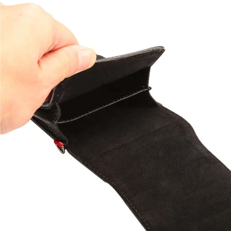 Card Slots Lychee Vertical Flip Leather Case Belt Clip Holster for iPhone X 8 7 / Samsung S9 S8, Size: 15x7.5x3.5cm - Black