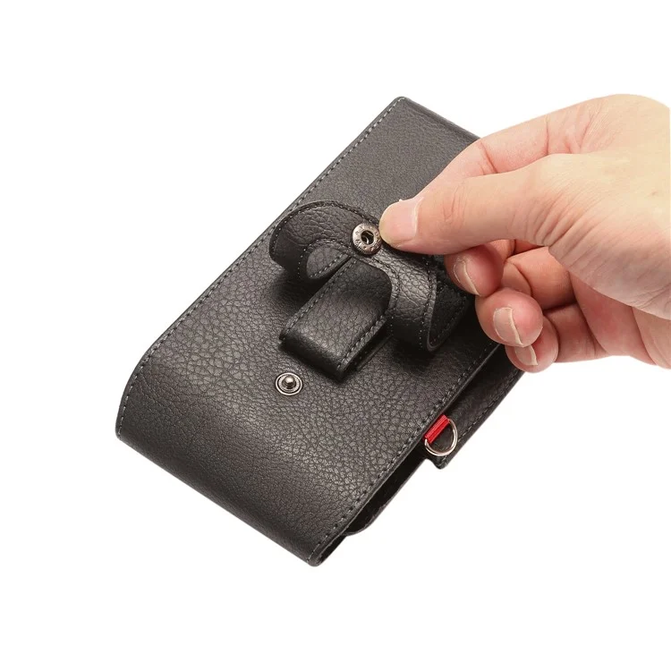 Card Slots Lychee Vertical Flip Leather Case Belt Clip Holster for iPhone X 8 7 / Samsung S9 S8, Size: 15x7.5x3.5cm - Black
