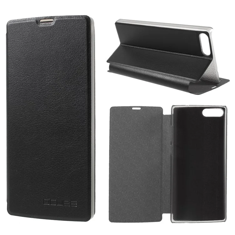 OCUBE PU Leather Flip Stand Cell Phone Case for HomTom S9 Plus - Black