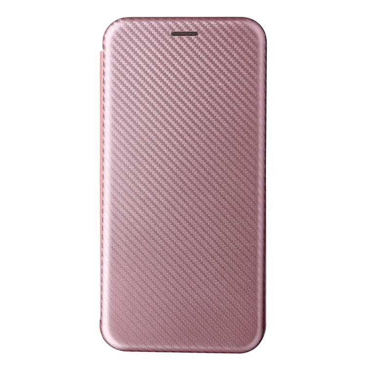 Funzione di Supporto Funzione in Fibra di Carbonio PU Peth Caso Magnetico Auto Auto Cla Chiuso Con Scotto Card Per TCL 20 R 5G / 20ax - Oro Rosa