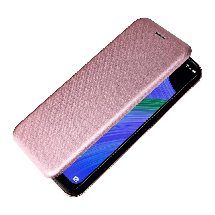 Funzione di Supporto Funzione in Fibra di Carbonio PU Peth Caso Magnetico Auto Auto Cla Chiuso Con Scotto Card Per TCL 20 R 5G / 20ax - Oro Rosa