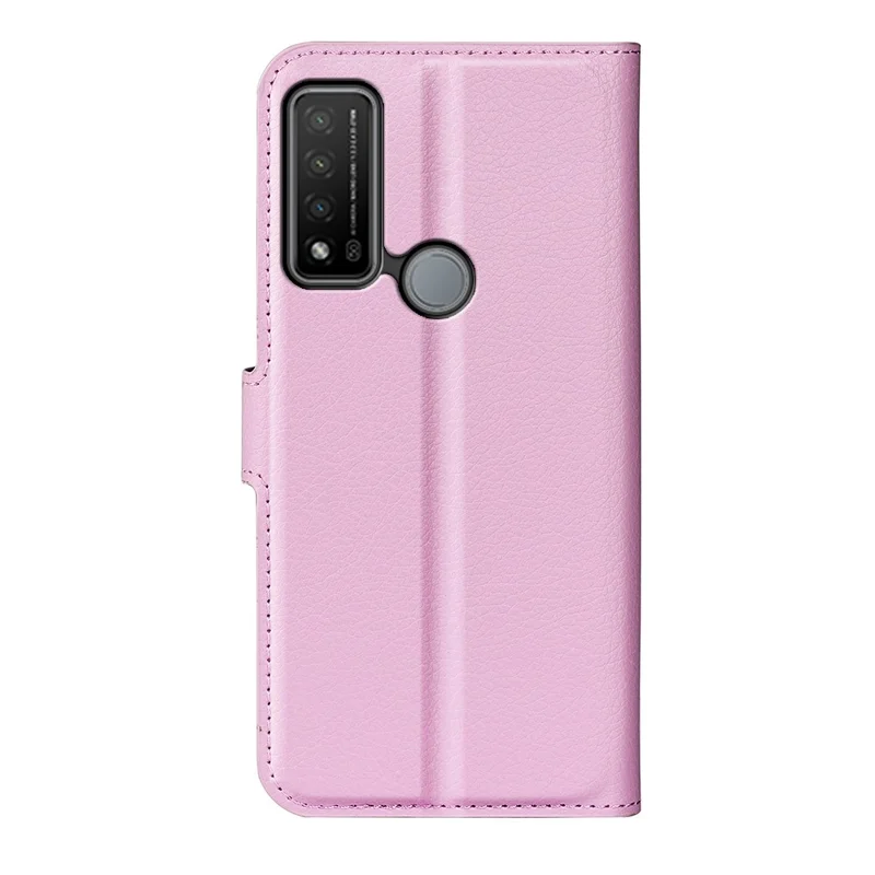 Litchi Texture Full Body Protection PU Leather Case Stand Wallet Phone Shell Cover for TCL 20 R 5G - Pink