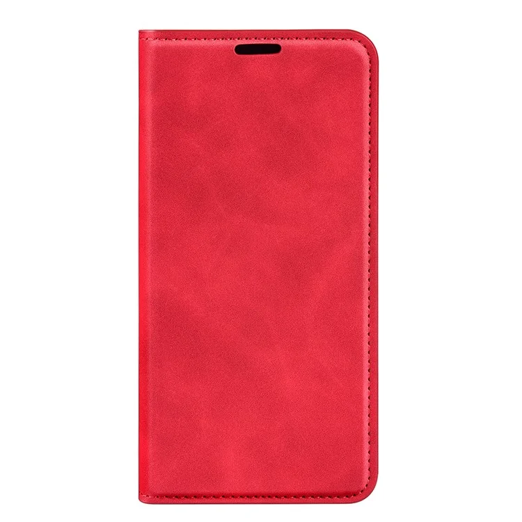 Cubierta de cartera de piel con cierre magnético automático, tacto suave de piel para TCL 20 R 5G - Rojo