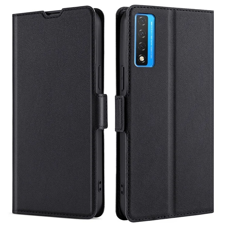 Capa de Telefone de Couro Antirreflexo com Fecho Magnético e Compartimento para Cartão para TCL 20 5G/20L - Preto