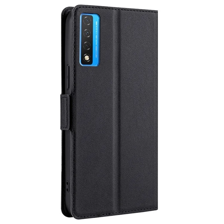 Capa de Telefone de Couro Antirreflexo com Fecho Magnético e Compartimento para Cartão para TCL 20 5G/20L - Preto
