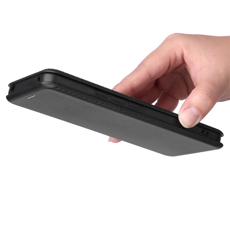 Caixa de Telefone de Textura de Fibra de Carbono Especial Cover Dobrável PU PU PU Para TCL 20 XE - Preto