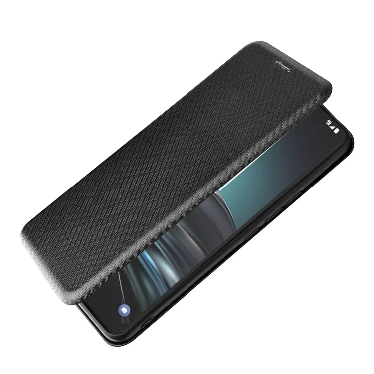 Caixa de Telefone de Textura de Fibra de Carbono Especial Cover Dobrável PU PU PU Para TCL 20 XE - Preto