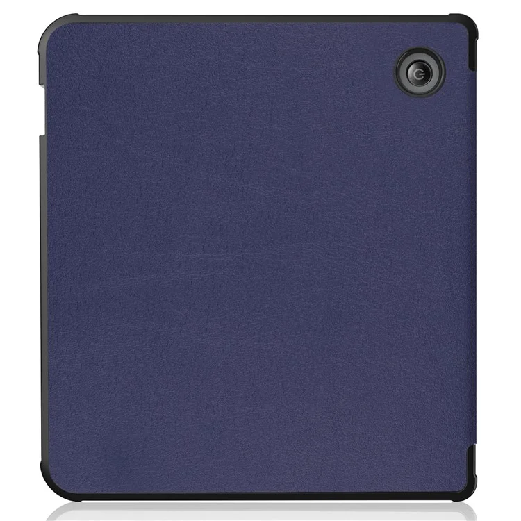 Função Auto Wake / Sleep PU Leather Case Cor Sólida Origami Stand Capa Protetora E-reader para Kobo Libra 2 - Azul Escuro