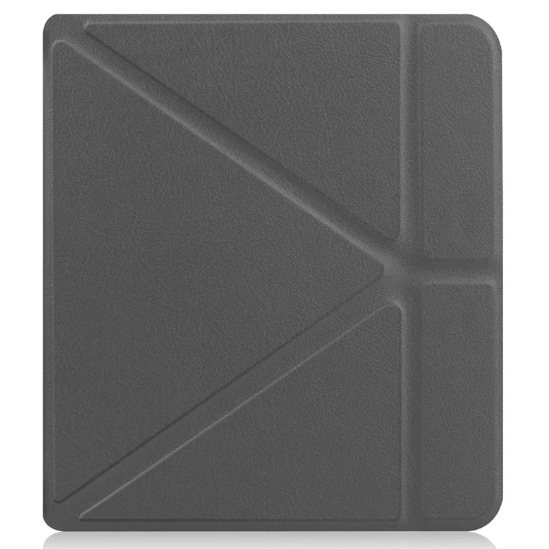 Funda de cuero sintético con función de encendido/apagado automático, color sólido, diseño tipo origami con soporte, para lector electrónico Kobo Libra 2 / Libra Colour - Gris