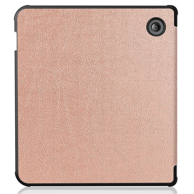 Auto Wake / Sleep PU Leather Case Solid Color Origami Stand E-Reader Cover for Kobo Libra 2 / Libra Colour - Rose Gold