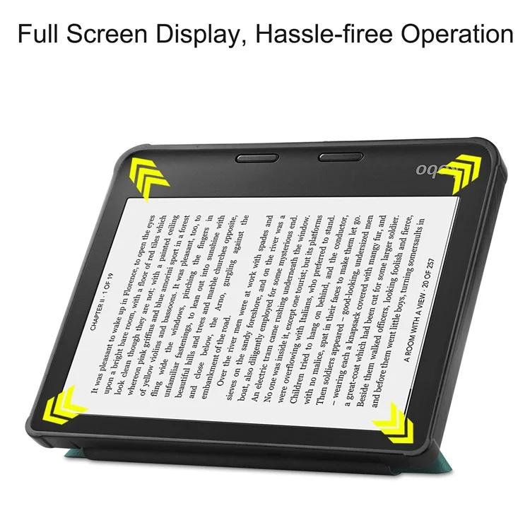 Auto Wake / Sleep PU Leather Case Solid Color Origami Stand E-Reader Cover for Kobo Libra 2 / Libra Colour - Blackish Green