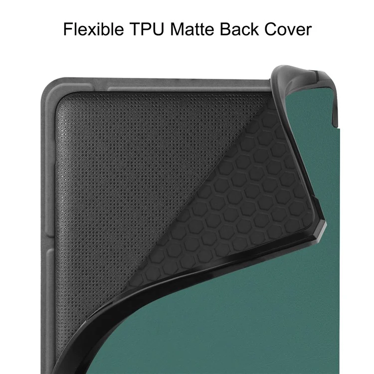 Auto Wake / Sleep PU Leather Case Solid Color Origami Stand E-Reader Cover for Kobo Libra 2 / Libra Colour - Blackish Green