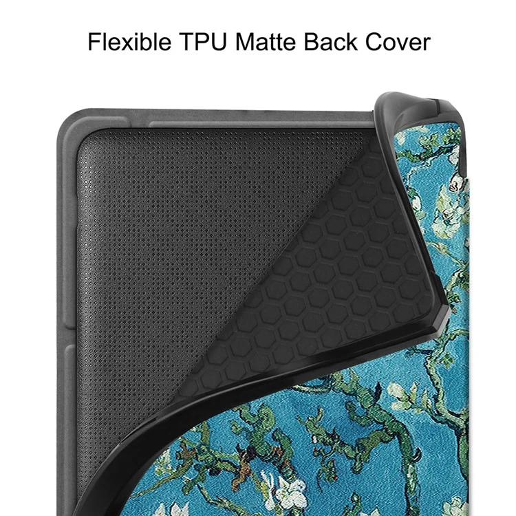 Étui de protection en cuir PU avec impression de motifs, support Origami pour liseuse Kobo Libra 2 - Fleur d'abricot