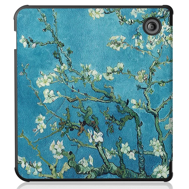 Étui de protection en cuir PU avec impression de motifs, support Origami pour liseuse Kobo Libra 2 - Fleur d'abricot