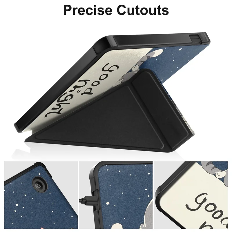 Mønstertrykt origami stående kuvert i PU læder til e-læser med automatisk tænd/sluk til Kobo Libra 2 - Kat