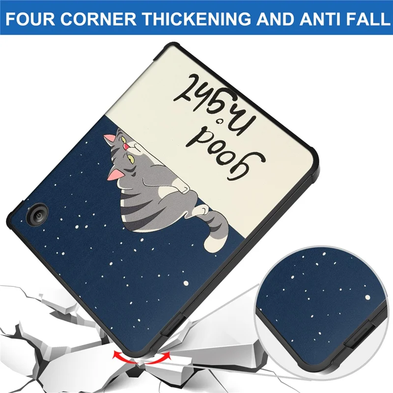 Mønstertrykt origami stående kuvert i PU læder til e-læser med automatisk tænd/sluk til Kobo Libra 2 - Kat