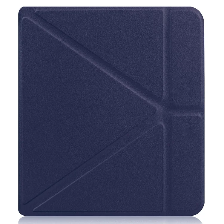 Auto Wake/Sleep Function Origami Stand PU Leather Case Cover for Kobo Sage - Dark Blue