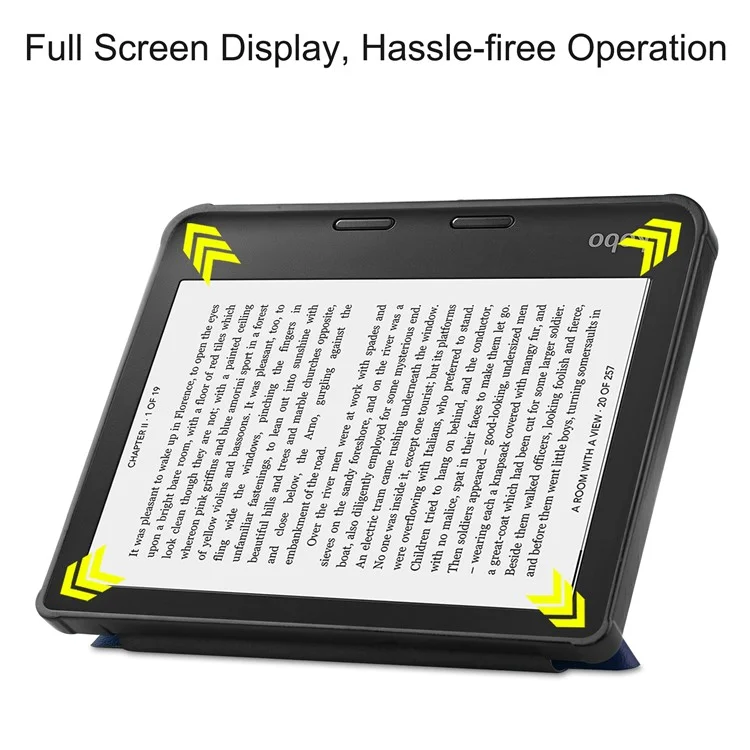 Auto Wake/Sleep Function Origami Stand PU Leather Case Cover for Kobo Sage - Dark Blue