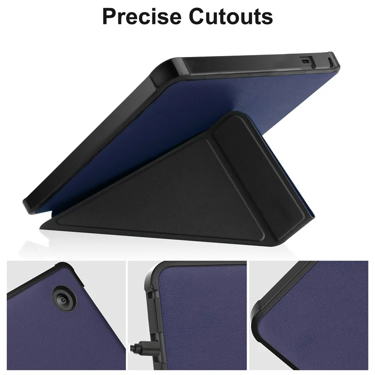 Auto Wake/Sleep Function Origami Stand PU Leather Case Cover for Kobo Sage - Dark Blue