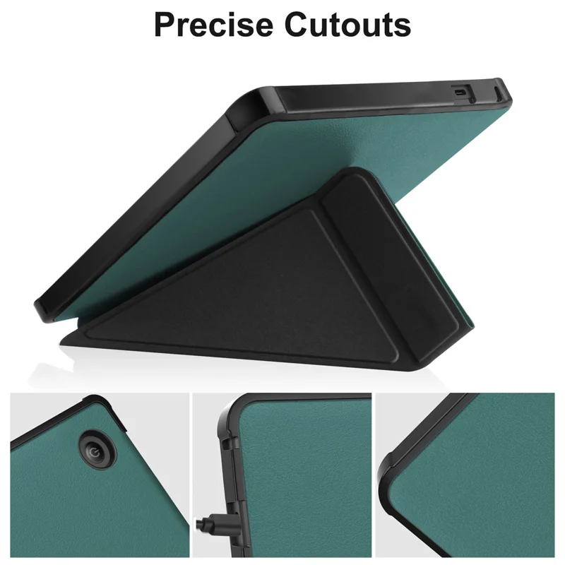 Auto Wake/Sleep Function Origami Stand PU Leather Case Cover for Kobo Sage - Blackish Green