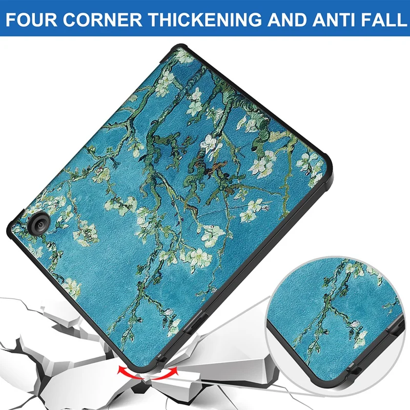 Pattern Printing Origami Stand PU Leather + TPU Case Cover with Auto Wake/Sleep for Kobo Sage - Apricot Flower