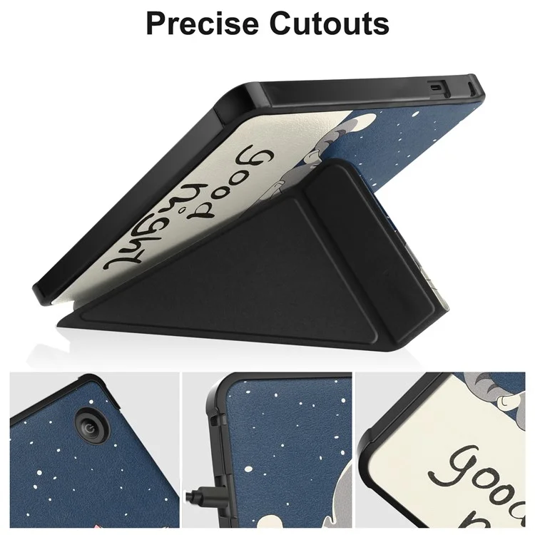 Étui de Protection avec Impression de Motifs Origami PU Cuir + TPU avec Fonction Réveil/Veille Automatique pour Kobo Sage - Chat